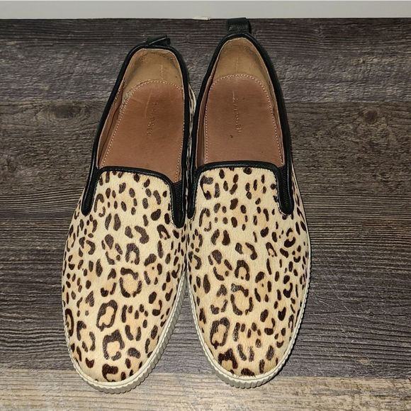 Halogen Leopard Print Calf Hair Platform Slip on Sneakers - Picture 13 of 14